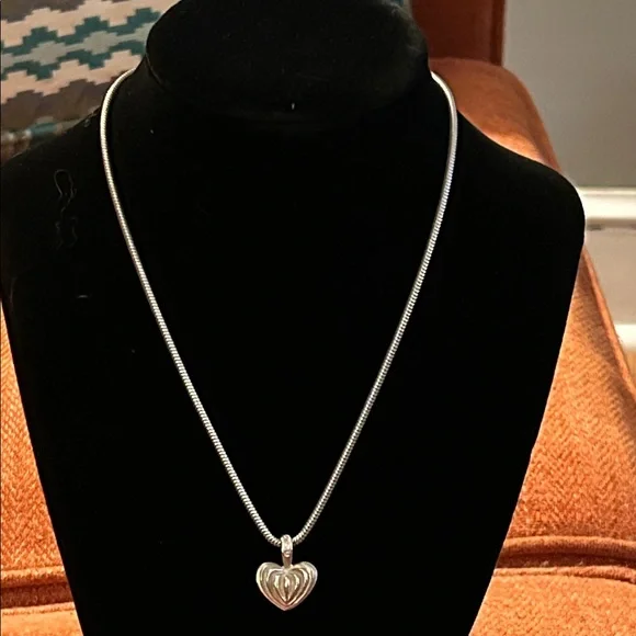 Lagos Caviar 925 Ribbed Puffy Heart Pendant w-925 16” Snake Chain - Picture 3 of 6